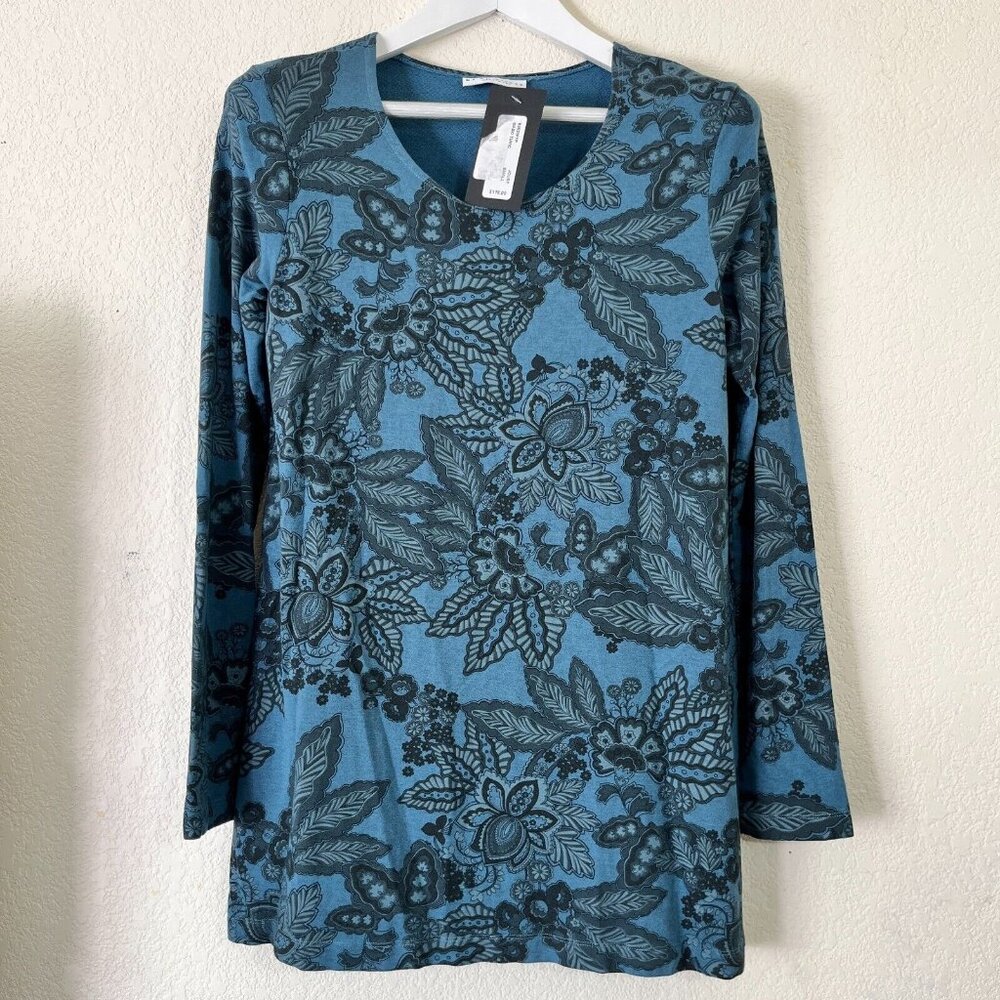 Bryn Walker Gabo Tunic Womens Small Blue Floral Paisley Top 82520FFP New $118